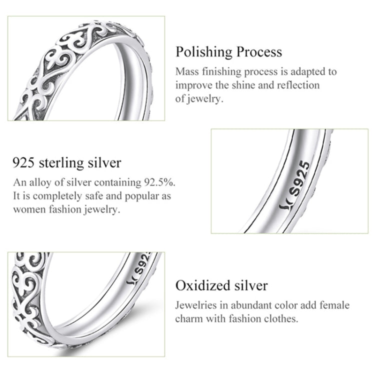 SCR776-10 Sterling Silver S925 Vintage Embossed Pattern Ring, SCR776-10