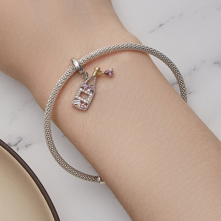 BSC863 S925 Sterling Silver French Champagne Pendant Accessories DIY Bracelet Beads, JEWE0750