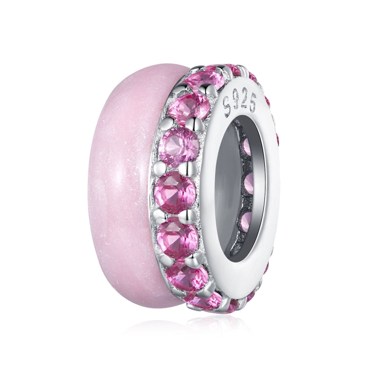 S925 Sterling Silver Double Layer Silicone Bead Pendant Accessories DIY Bracelet Beads, BSC883-PK, BSC883-TQ, BSC883-VT
