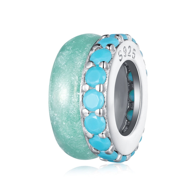 S925 Sterling Silver Double Layer Silicone Bead Pendant Accessories DIY Bracelet Beads, BSC883-PK, BSC883-TQ, BSC883-VT
