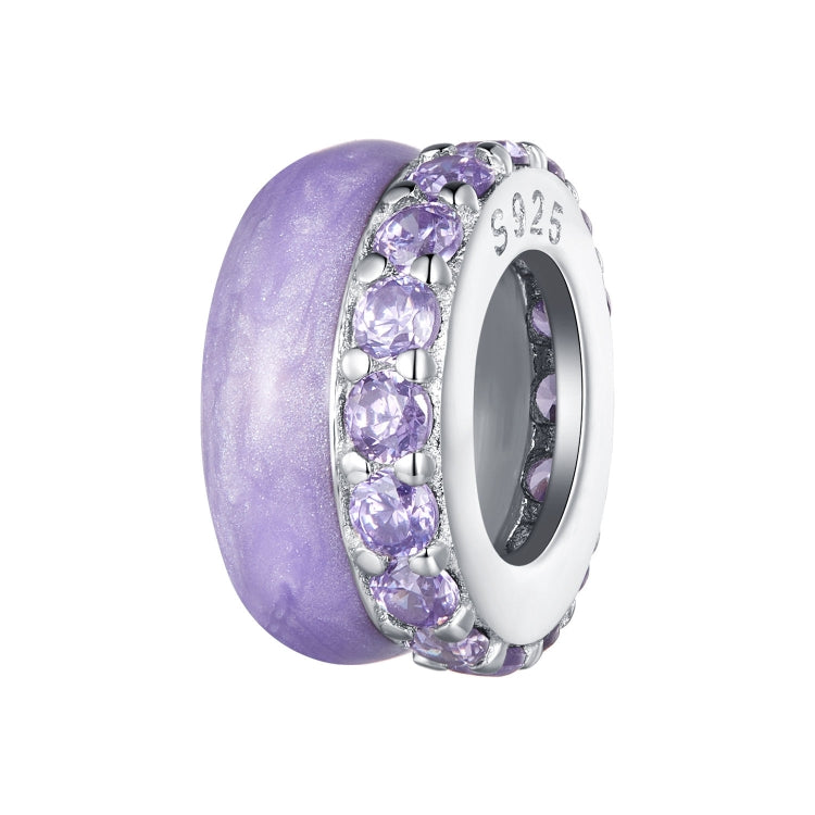 S925 Sterling Silver Double Layer Silicone Bead Pendant Accessories DIY Bracelet Beads, BSC883-PK, BSC883-TQ, BSC883-VT
