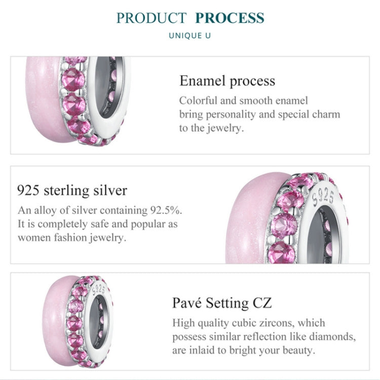S925 Sterling Silver Double Layer Silicone Bead Pendant Accessories DIY Bracelet Beads, BSC883-PK, BSC883-TQ, BSC883-VT
