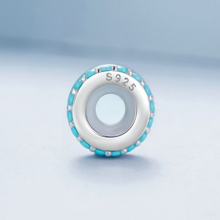 S925 Sterling Silver Double Layer Silicone Bead Pendant Accessories DIY Bracelet Beads, BSC883-PK, BSC883-TQ, BSC883-VT