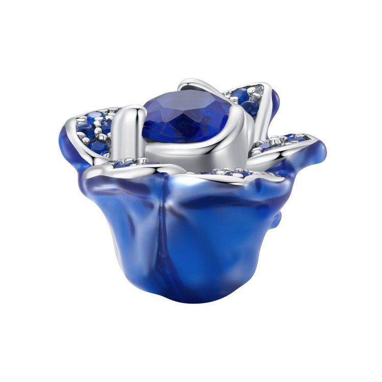 BSC879 S925 Sterling Silver Blue Enchantress Rose Pendant Accessories DIY Bracelet Beads, BSC879