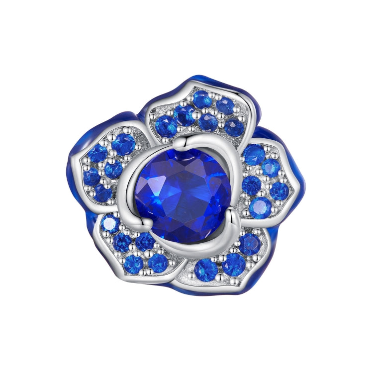 BSC879 S925 Sterling Silver Blue Enchantress Rose Pendant Accessories DIY Bracelet Beads, BSC879
