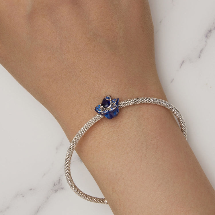 BSC879 S925 Sterling Silver Blue Enchantress Rose Pendant Accessories DIY Bracelet Beads, BSC879