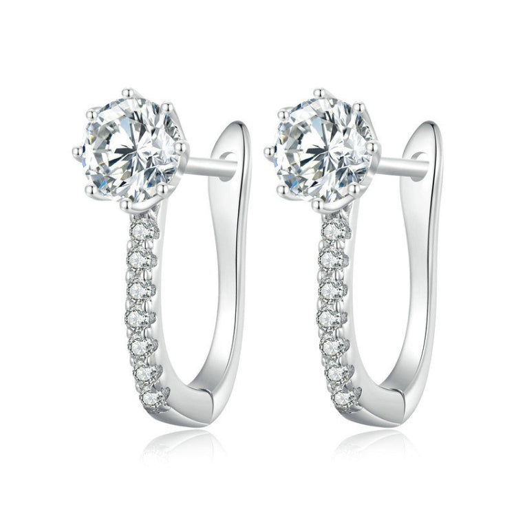 BSE856 Sterling Silver S925 White Gold Plated Simple Zircon Earrings, BSE856