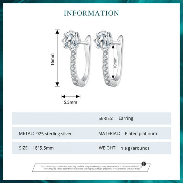 BSE856 Sterling Silver S925 White Gold Plated Simple Zircon Earrings, BSE856