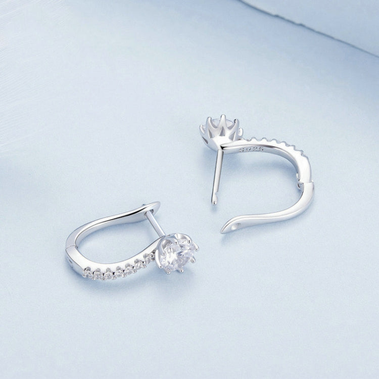 BSE856 Sterling Silver S925 White Gold Plated Simple Zircon Earrings, BSE856