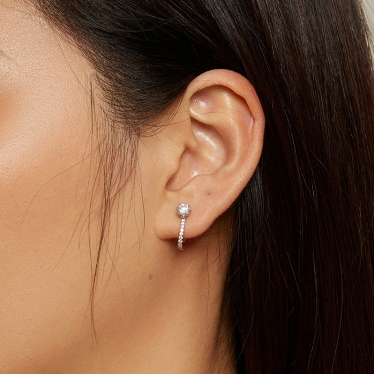 BSE856 Sterling Silver S925 White Gold Plated Simple Zircon Earrings, BSE856