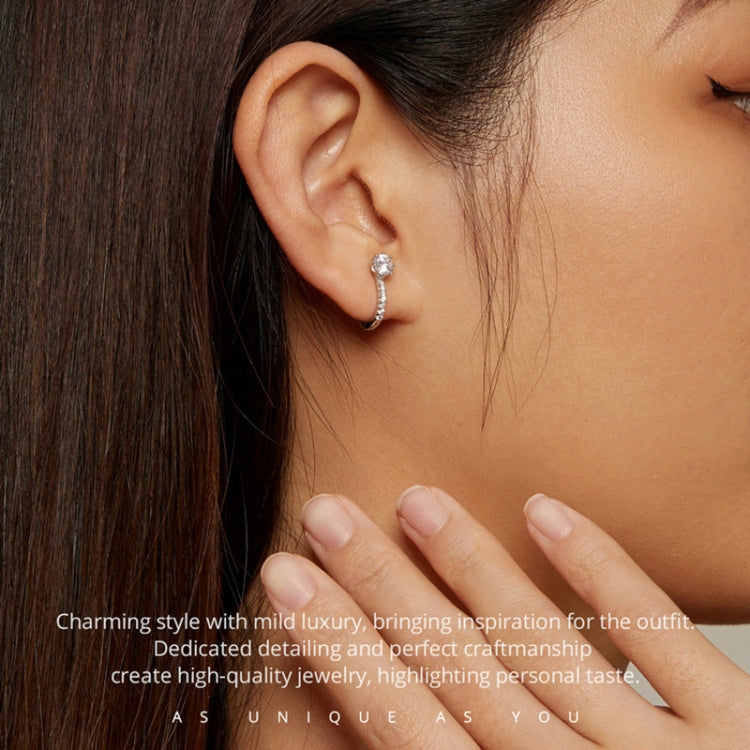 BSE856 Sterling Silver S925 White Gold Plated Simple Zircon Earrings, BSE856