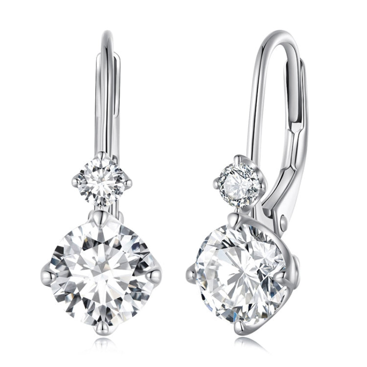 MSE031 Sterling Silver 925 White Gold Plated Zircon Light Luxury Style Moissanite Earrings, MSE031