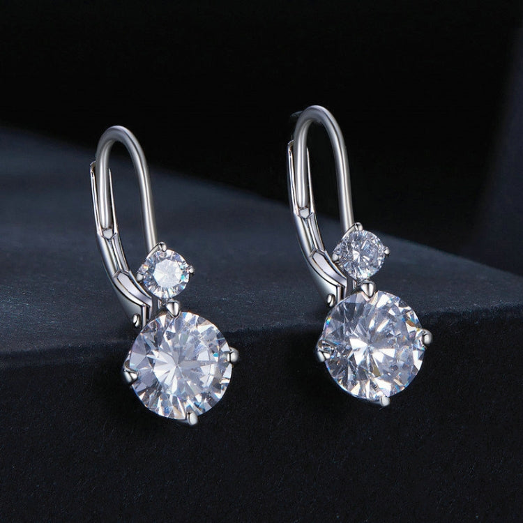 MSE031 Sterling Silver 925 White Gold Plated Zircon Light Luxury Style Moissanite Earrings, MSE031