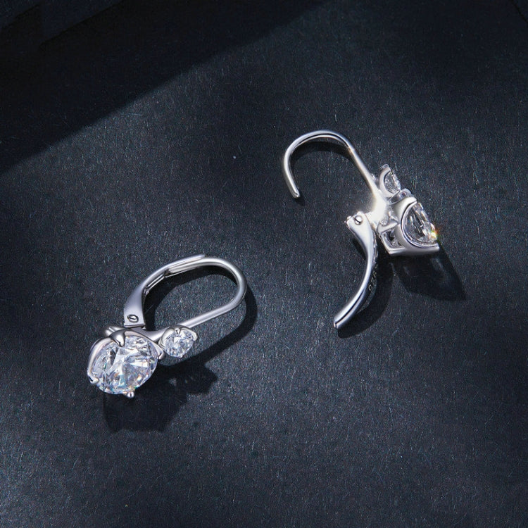 MSE031 Sterling Silver 925 White Gold Plated Zircon Light Luxury Style Moissanite Earrings, MSE031