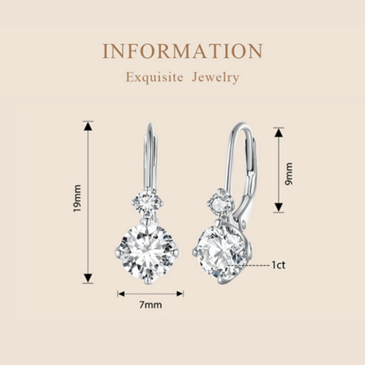 MSE031 Sterling Silver 925 White Gold Plated Zircon Light Luxury Style Moissanite Earrings, MSE031