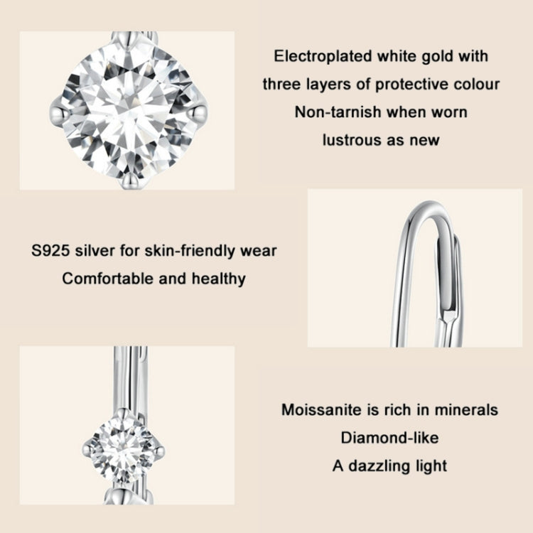 MSE031 Sterling Silver 925 White Gold Plated Zircon Light Luxury Style Moissanite Earrings, MSE031