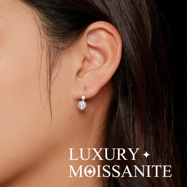 MSE031 Sterling Silver 925 White Gold Plated Zircon Light Luxury Style Moissanite Earrings, MSE031