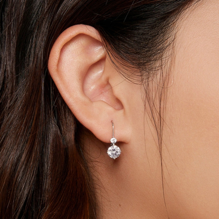 MSE031 Sterling Silver 925 White Gold Plated Zircon Light Luxury Style Moissanite Earrings, MSE031