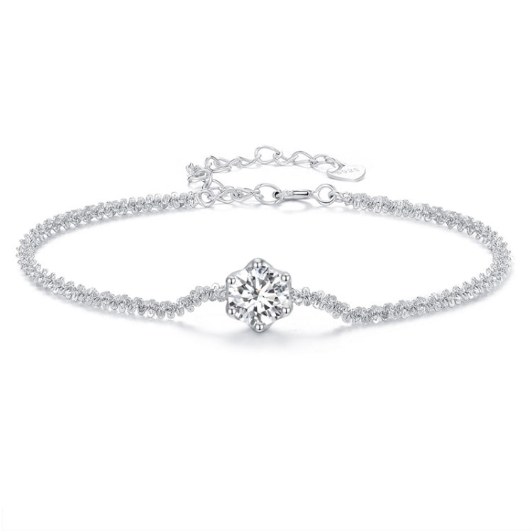 MSB006 Sterling Silver S925 White Gold Plated Moissanite Fashion Bracelet, MSB006