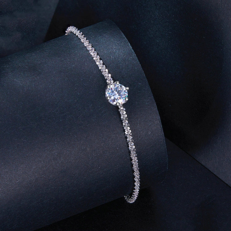 MSB006 Sterling Silver S925 White Gold Plated Moissanite Fashion Bracelet, MSB006
