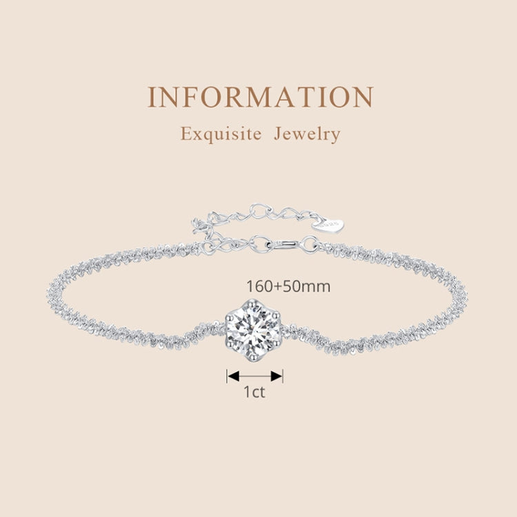 MSB006 Sterling Silver S925 White Gold Plated Moissanite Fashion Bracelet, MSB006