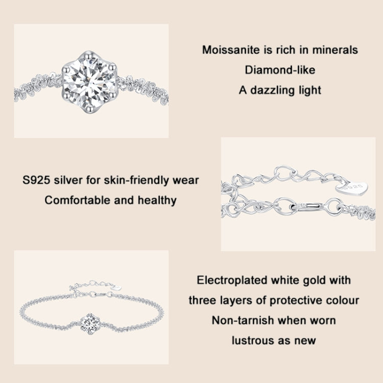 MSB006 Sterling Silver S925 White Gold Plated Moissanite Fashion Bracelet, MSB006