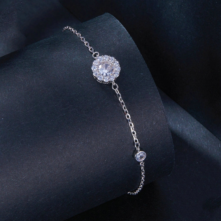 MSB007 Sterling Silver S925 White Gold Plated Zircon Moissanite Simple Bracelet, MSB007