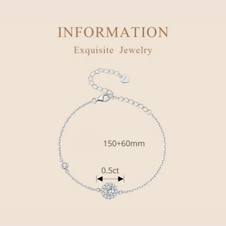 MSB007 Sterling Silver S925 White Gold Plated Zircon Moissanite Simple Bracelet, MSB007
