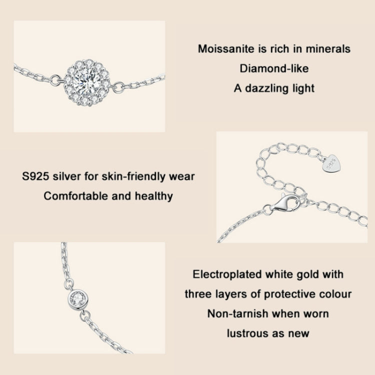 MSB007 Sterling Silver S925 White Gold Plated Zircon Moissanite Simple Bracelet, MSB007