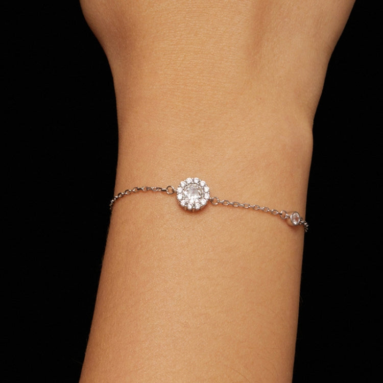 MSB007 Sterling Silver S925 White Gold Plated Zircon Moissanite Simple Bracelet, MSB007