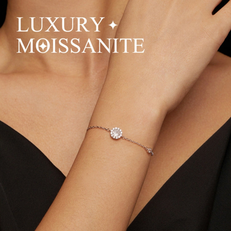 MSB007 Sterling Silver S925 White Gold Plated Zircon Moissanite Simple Bracelet, MSB007