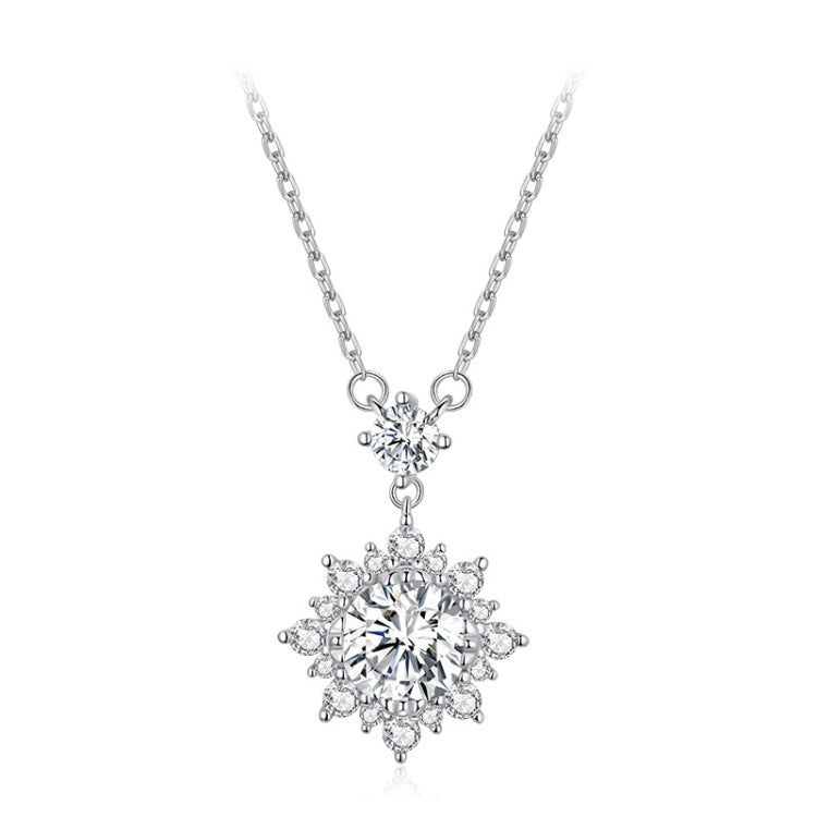 MSN017 Sterling Silver S925 Platinum Plated Zircon Simple Light Luxury Necklace, MSN017