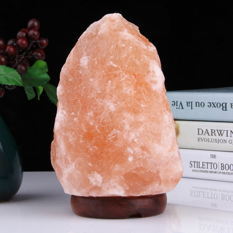 Crystal Rock Healthy Table Desk Lamp Night Light with Wood Base & Bulb & Switch, Medium Size Weight 2-3KG, AC 110V, US Plug, E12 2-3KG Weight