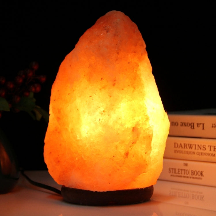 Crystal Rock Healthy Table Desk Lamp Night Light with Wood Base & Bulb & Switch, Large Size Weight 3-5KG, AC 220V, E14 3-5KG Weight