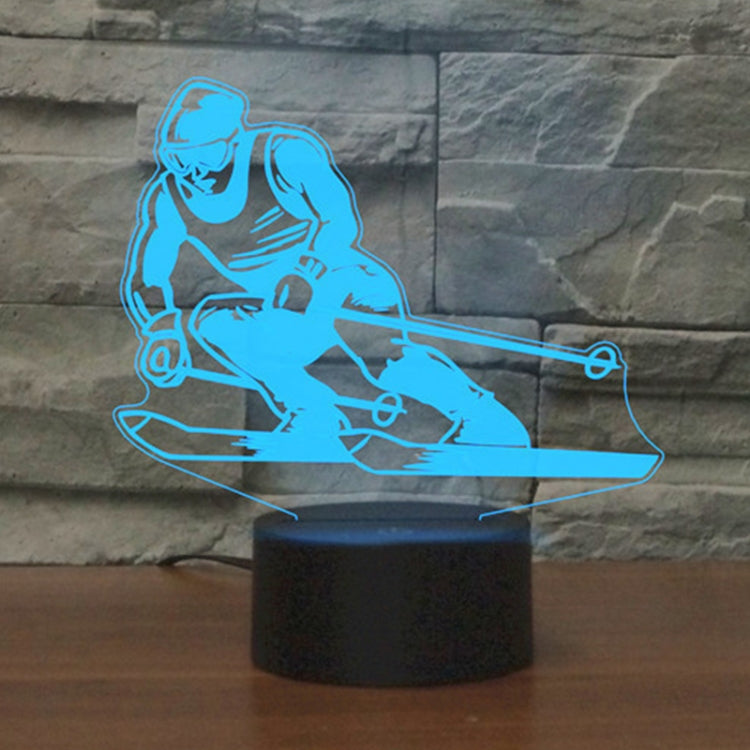 Skiing Shape 3D Colorful LED Vision Light Table Lamp, Crack Touch Version, Crack Touch Version
