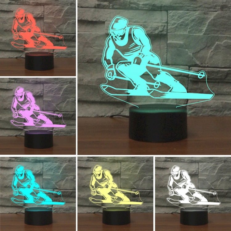 Skiing Shape 3D Colorful LED Vision Light Table Lamp, Crack Touch Version, Crack Touch Version