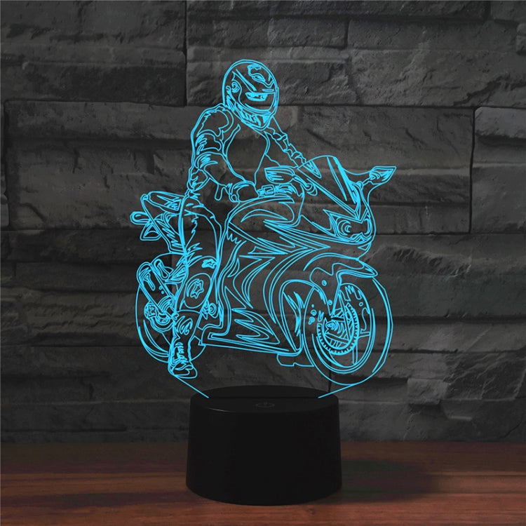 Motorcycle Shape 3D Colorful LED Vision Light Table Lamp, Crack Touch Version, Crack Touch Version