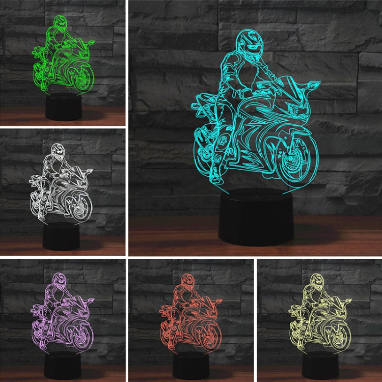 Motorcycle Shape 3D Colorful LED Vision Light Table Lamp, Crack Touch Version, Crack Touch Version