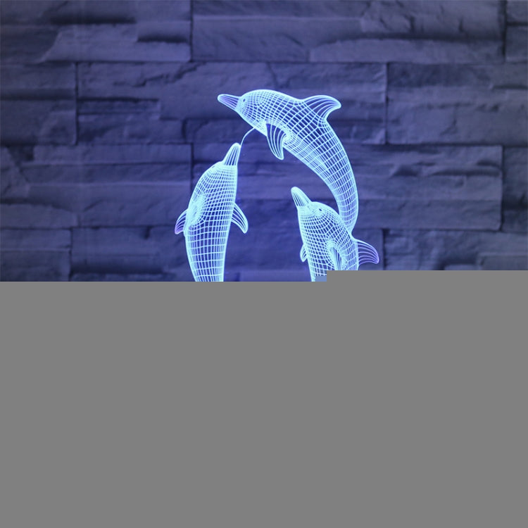 Three Dolphins Shape 3D Colorful LED Vision Light Table Lamp, Charging Touch Version, Charging Touch Version