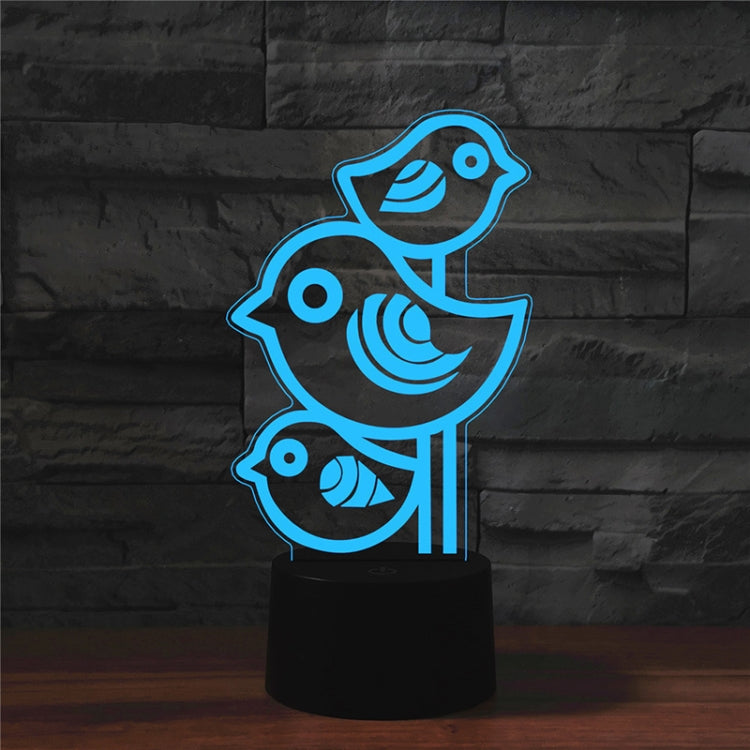 Three Birds Shape 3D Colorful LED Vision Light Table Lamp, Crack Remote Control Version, Crack Remote Control Version