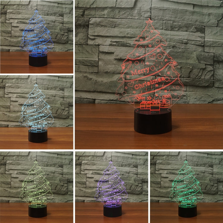 Christmas Tree Shape 3D Colorful LED Vision Light Table Lamp, USB Touch Version, USB Touch Version