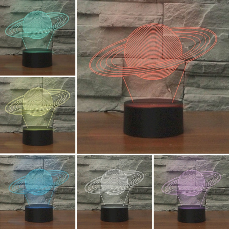 Saturn Shape 3D Colorful LED Vision Light Table Lamp, Charging Touch Version, Charging Touch Version