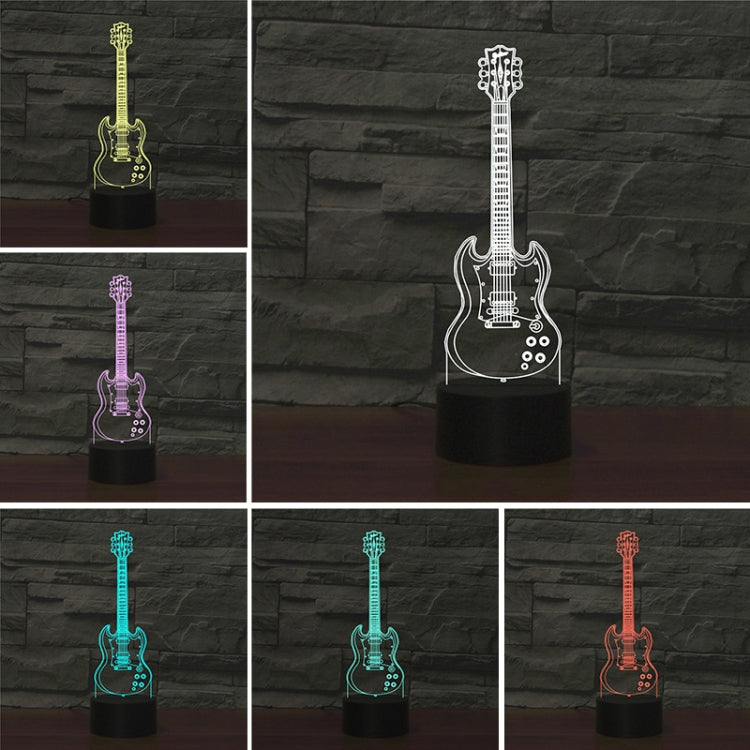 Five-string Guitar Shape 3D Colorful LED Vision Light Table Lamp, 16 Colors Remote Control Version, 16 Colors Remote Control Version