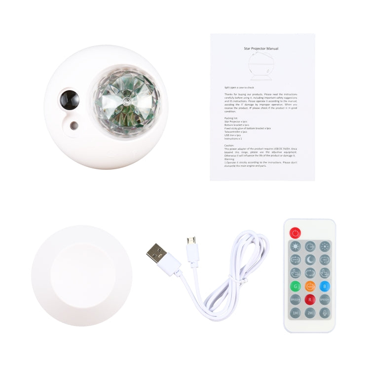 5W Micro USB Power Supply Remote Control Starry Sky Laser Projection Lamp LED Atmosphere Night Light with Magnetic Base, 5W Micro USB