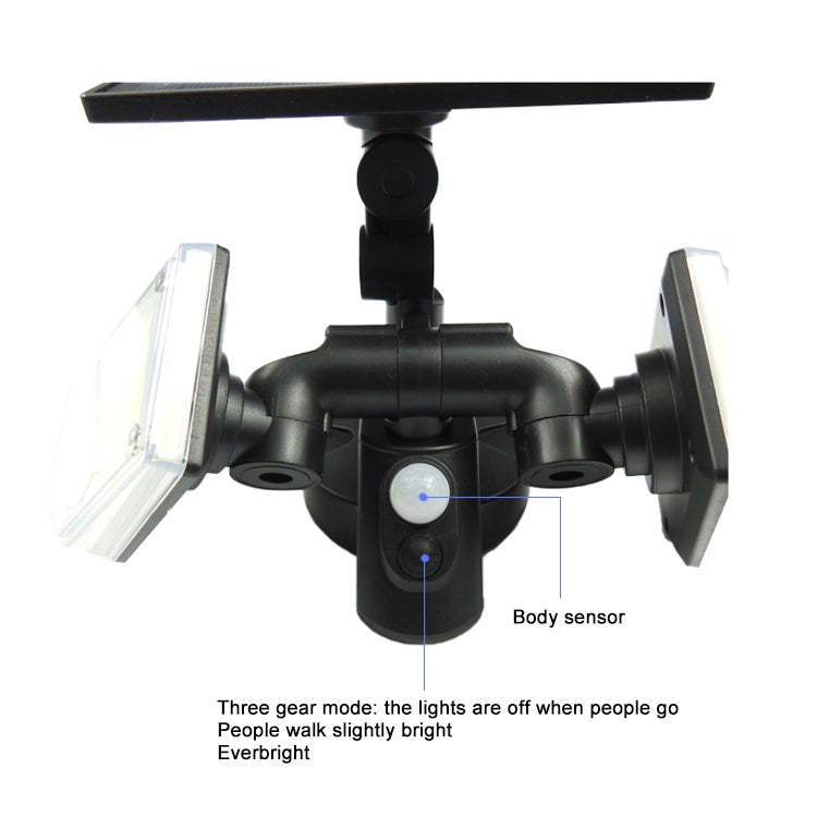 56 LEDs Home Lighting Integrated Courtyard Waterproof Double Heads Rotatable Solar Wall Light Street Light, 56 LEDs