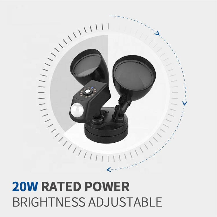 20W LED Smart Sensor Outdoor Floodlight with 1080P Security Camera, 3000K Warm Light, 3000K