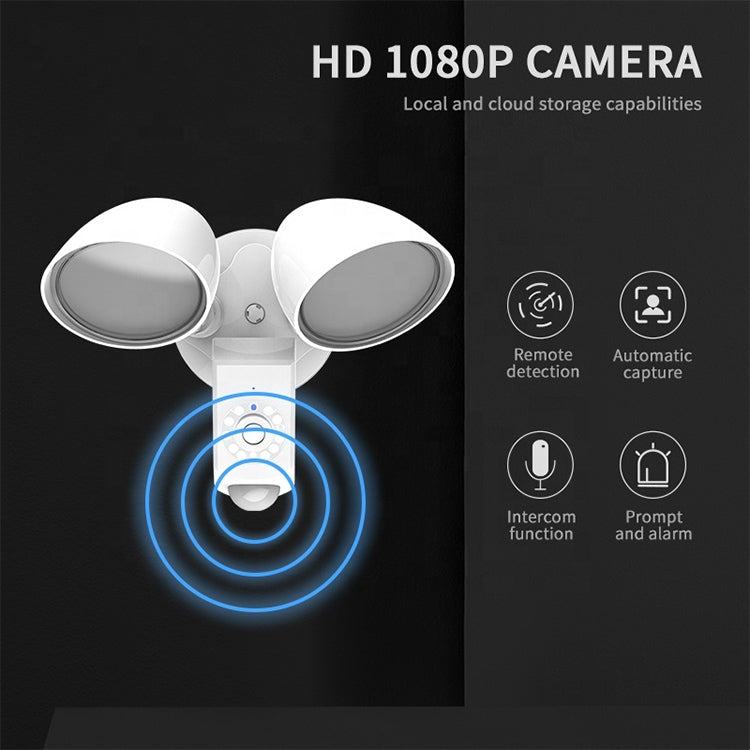 20W LED Smart Sensor Outdoor Floodlight with 1080P Security Camera, 3000K Warm Light, 3000K