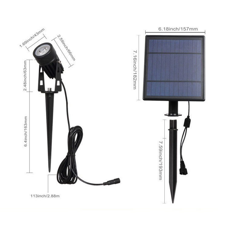 3W One for Three Solar Spotlight Outdoor IP65 Waterproof Light Control Induction Lawn Lamp, Luminous Flux: 300-400lm (RGB Cyclic Fixation), One for Three