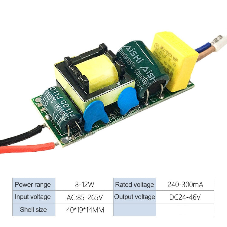 8-12W LED Driver Adapter Isolated Power Supply AC 85-265V to DC 24-46V, 8-12W