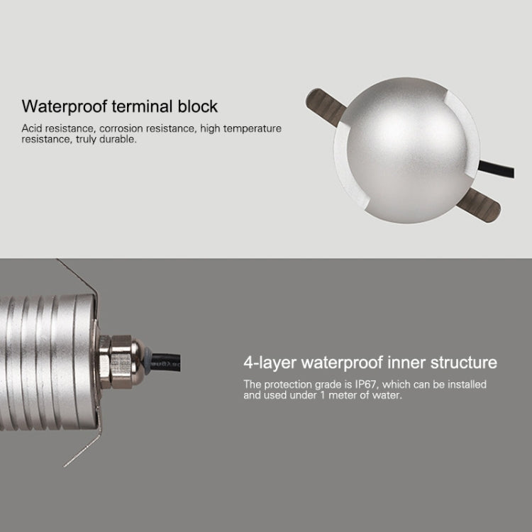 3W LED Embedded Polarized Buried Lamp IP67 Waterproof Turtle Shell Lamp Outdoor Garden Lawn Lamp, White Light 6000K Q2 Two-way Light, White Light 6000K Q2